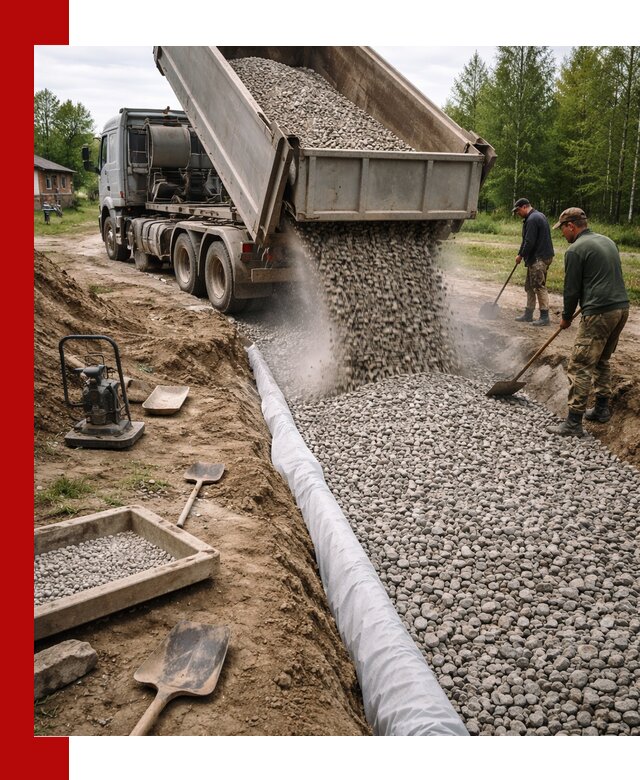 Гравий для дренажа с доставкой в Мончегорске качественный и недорогой