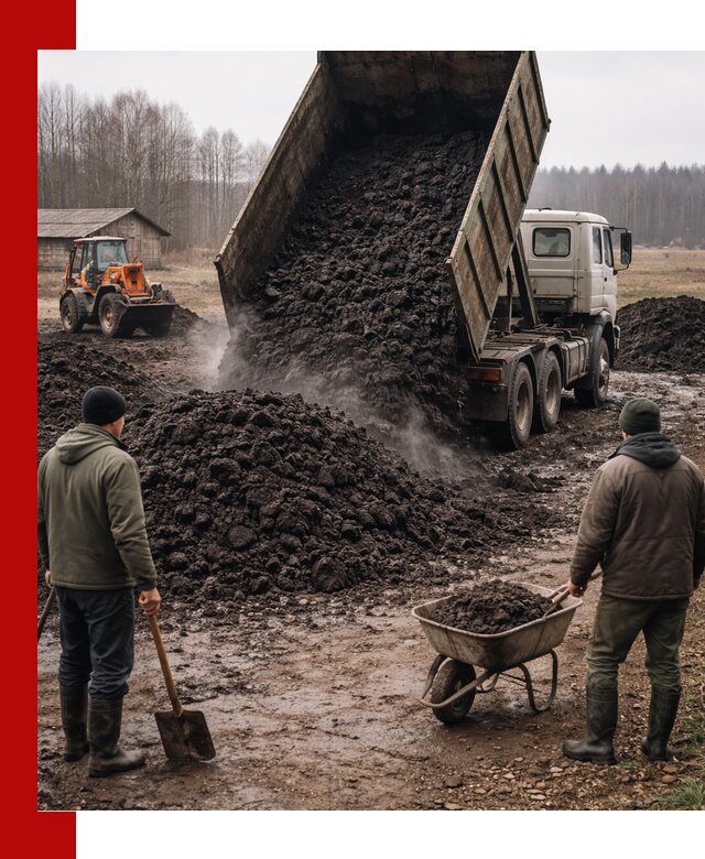 Доставка низинного торфа с разгрузкой и доставкой в Мончегорске