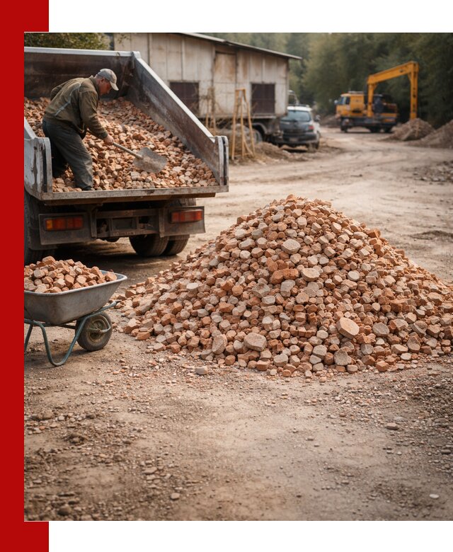 Доставка и подушка из боя кирпича с разгрузкой в Мончегорске