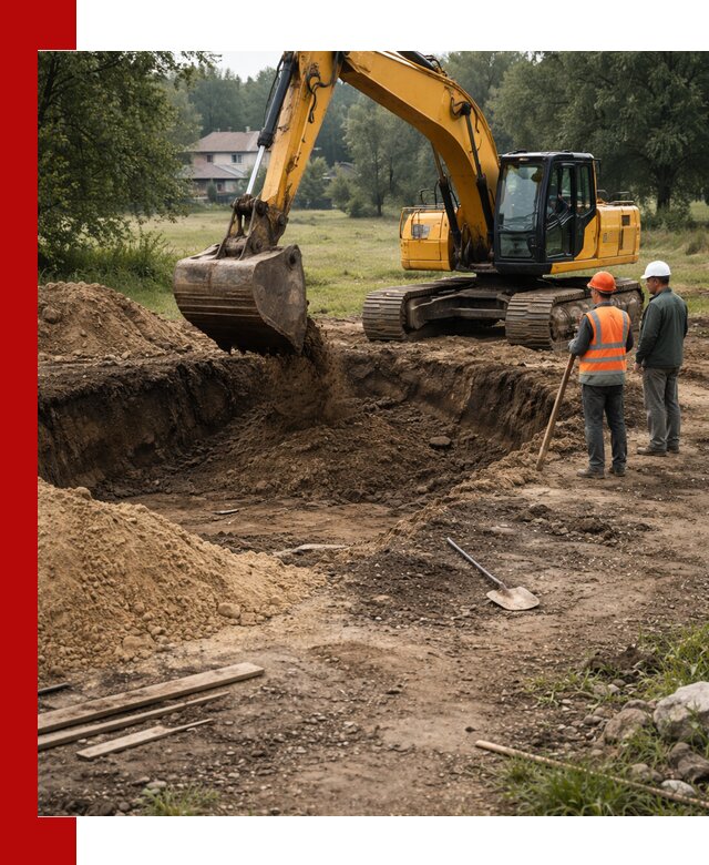 Рытье котлована под фундамент в Мончегорске (быстро и недорого)
